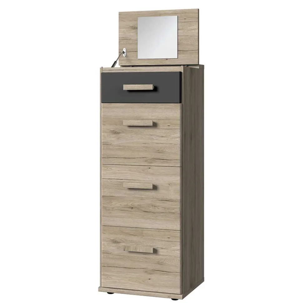 Hochkommode mit Spiegel im Deckel - Jilamenda