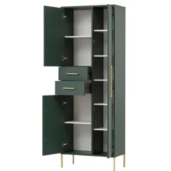 Hochschrank in Dunkelgrün & Gold - Aqua