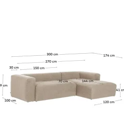 Hochwertige Chenille Eckcouch in Beige - Crotone