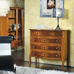 Hochwertige Kommode im Barock Stil Natale in Nussbaum Braun