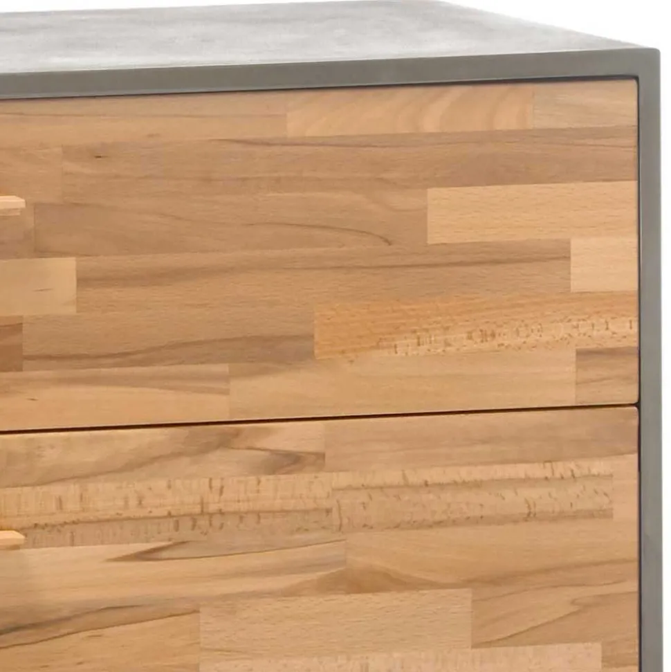 Hochwertige Kommode in Kernbuche und Beton Optik - Haruto