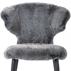 Hochwertiger Design Stuhl aus Kunstfell in Grau - Zarodrana