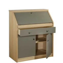 Hochwertiger Schreibschrank in Beigegrau & Eiche - Liaria