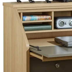 Hochwertiger Schreibschrank in Beigegrau & Eiche - Liaria