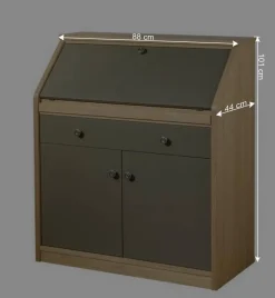 Hochwertiger Schreibschrank in Beigegrau & Eiche - Liaria