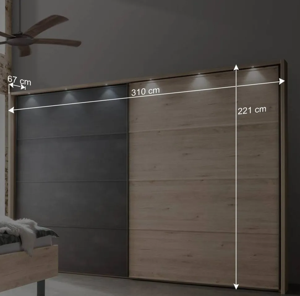 Hochwertiges Schlafzimmer Set mit LED - Licruva (vierteilig)