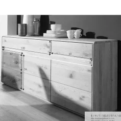 Hochwertiges Wildeiche Sideboard 184x86x44 cm - Acmida