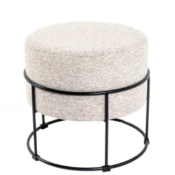 Hocker in Beige meliert Stoff - Zimbu