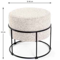 Hocker in Beige meliert Stoff - Zimbu