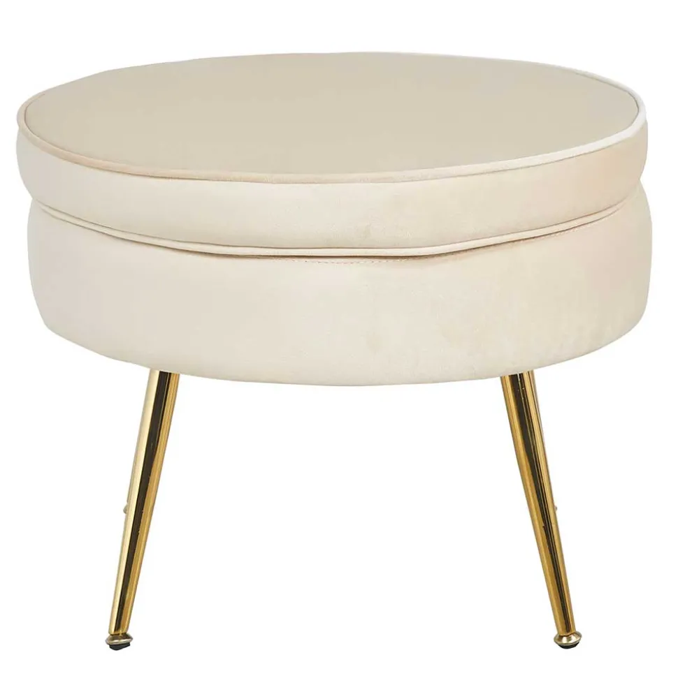 Hocker in Beige Samtbezug - Mamba