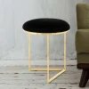 Hocker in Schwarz Samt & Gold Edelstahl - Hulius