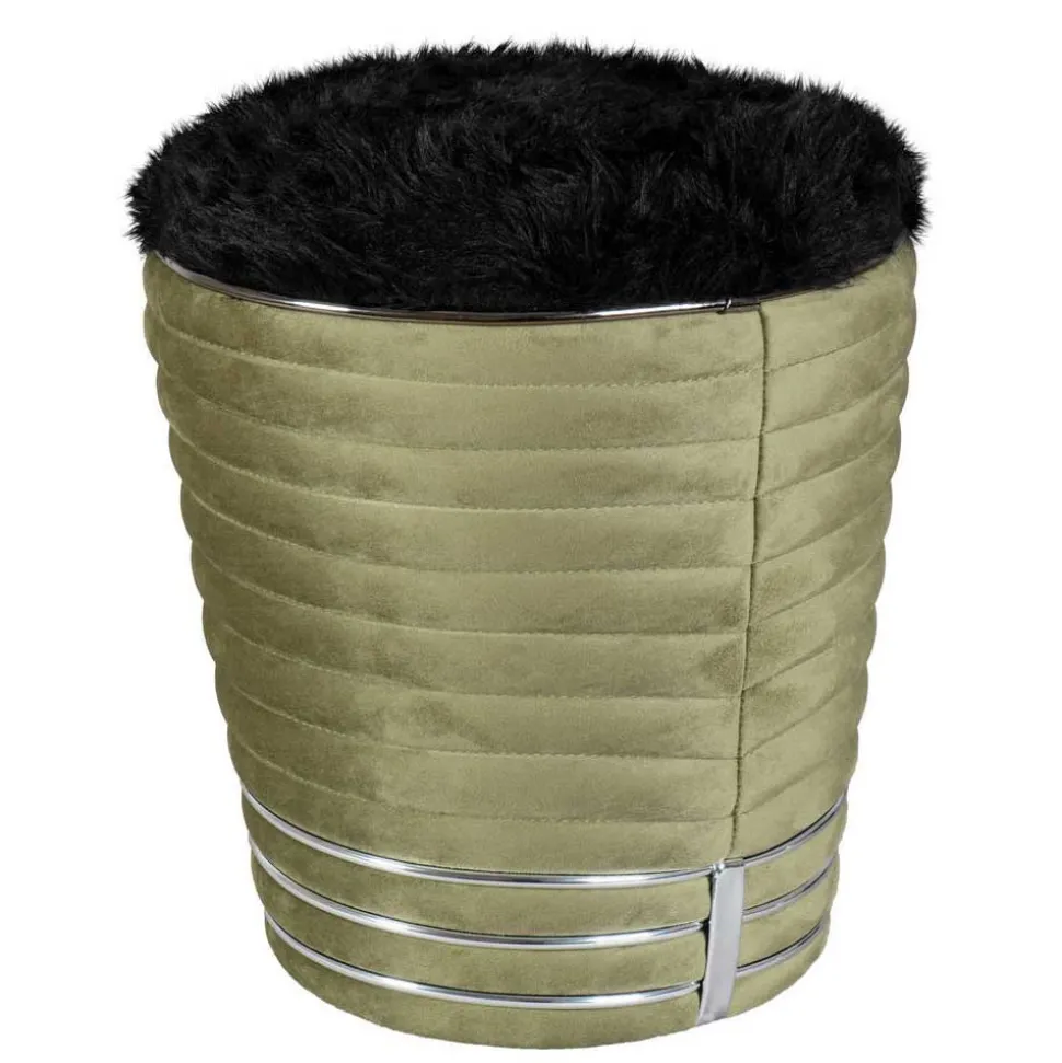 Hocker in Schwarz und Oliv Grün und Silber - Egeta