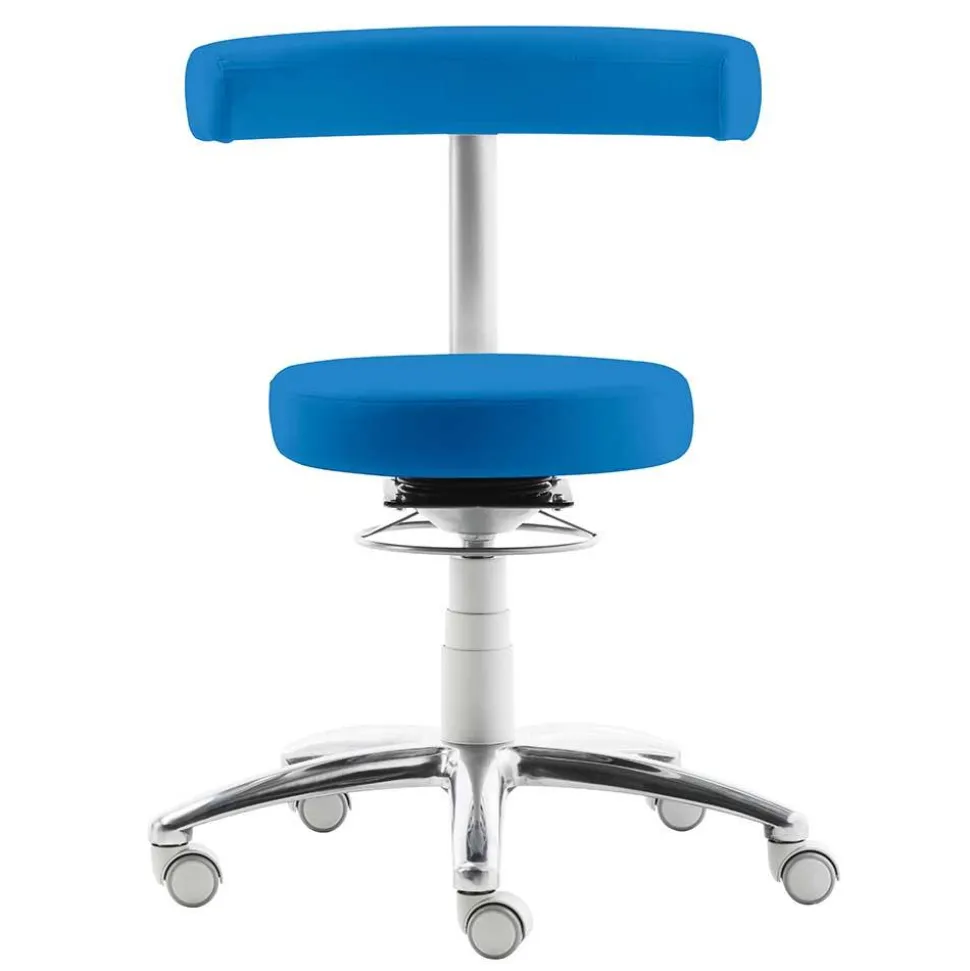 Hocker mit Lehne in Blau Kunstleder - Carito