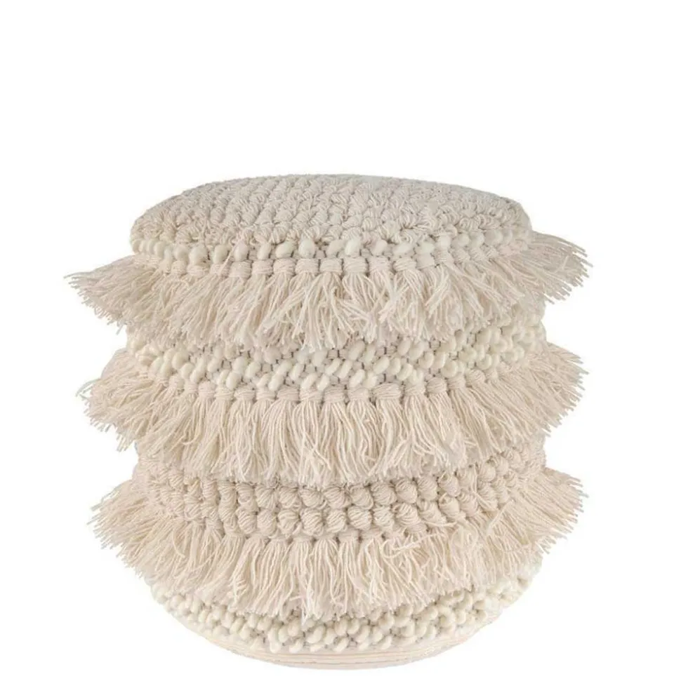 Hocker mit Troddeln in Cremeweiß - Amazing