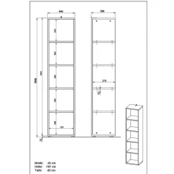 Hohe Büroschränke & Regal Kombination - Tila (dreiteilig)