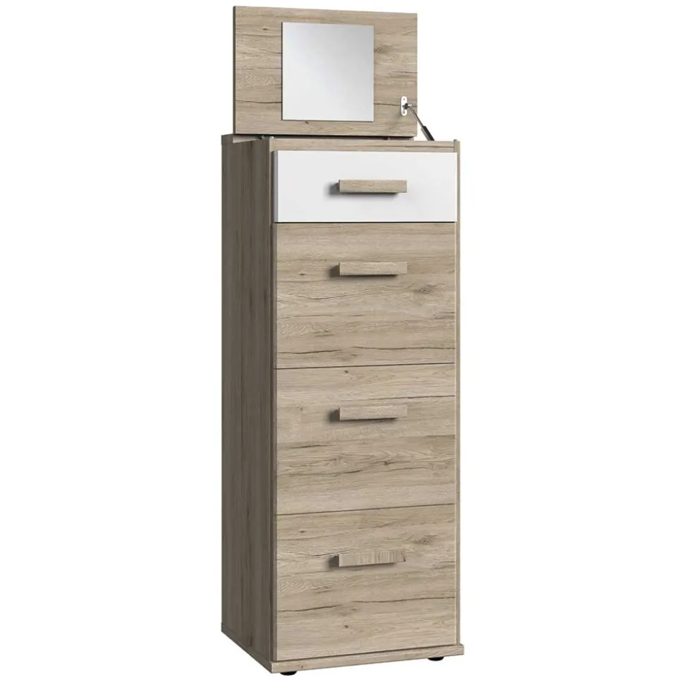 Hohe Kommode mit Spiegel im Deckel - Folio