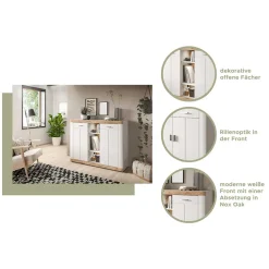 Hohe Kommode mit zwei Türen & drei Fächern - Hihat