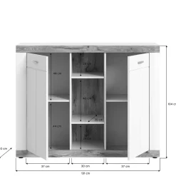 Hohe Kommode mit zwei Türen & drei Fächern - Hihat