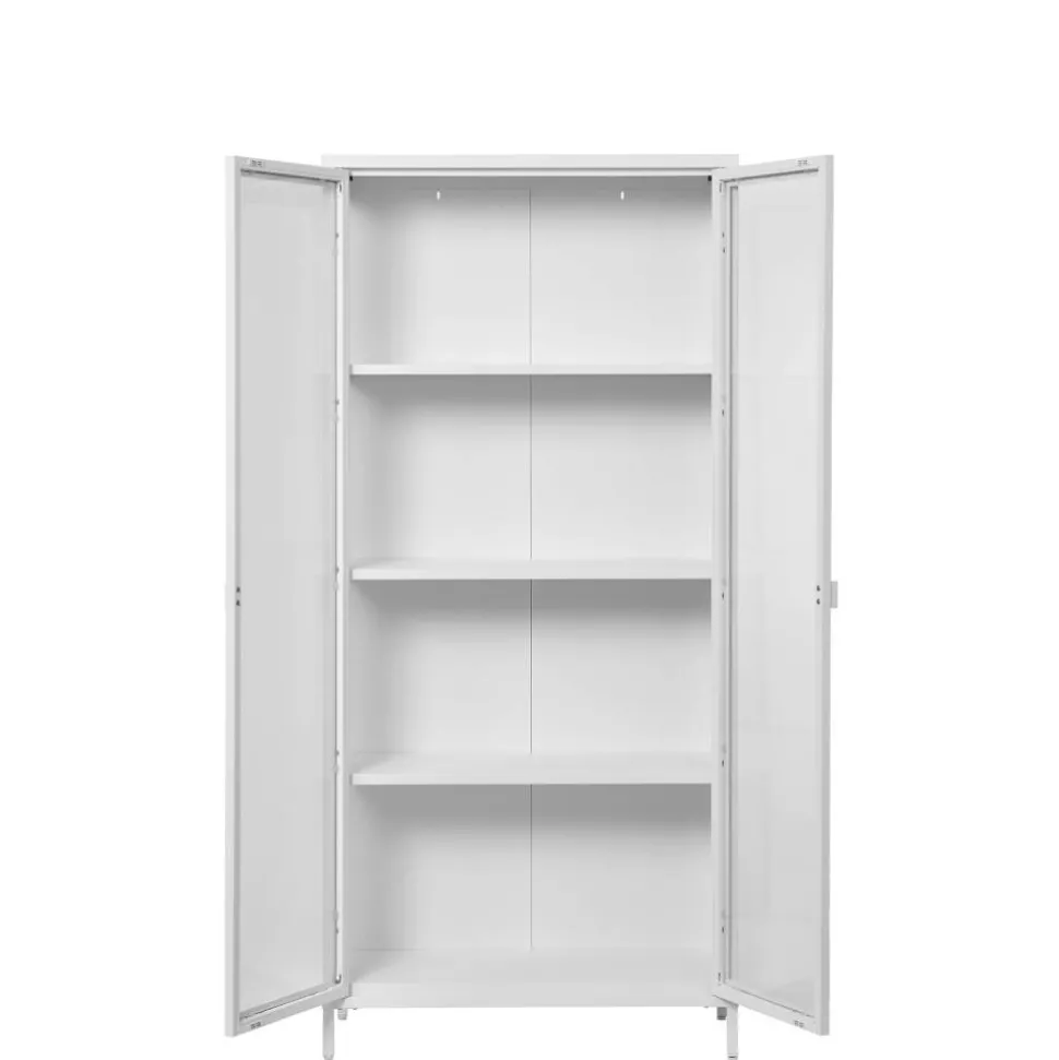 Hohe Vitrine aus Stahl in Weiß - Sancrez