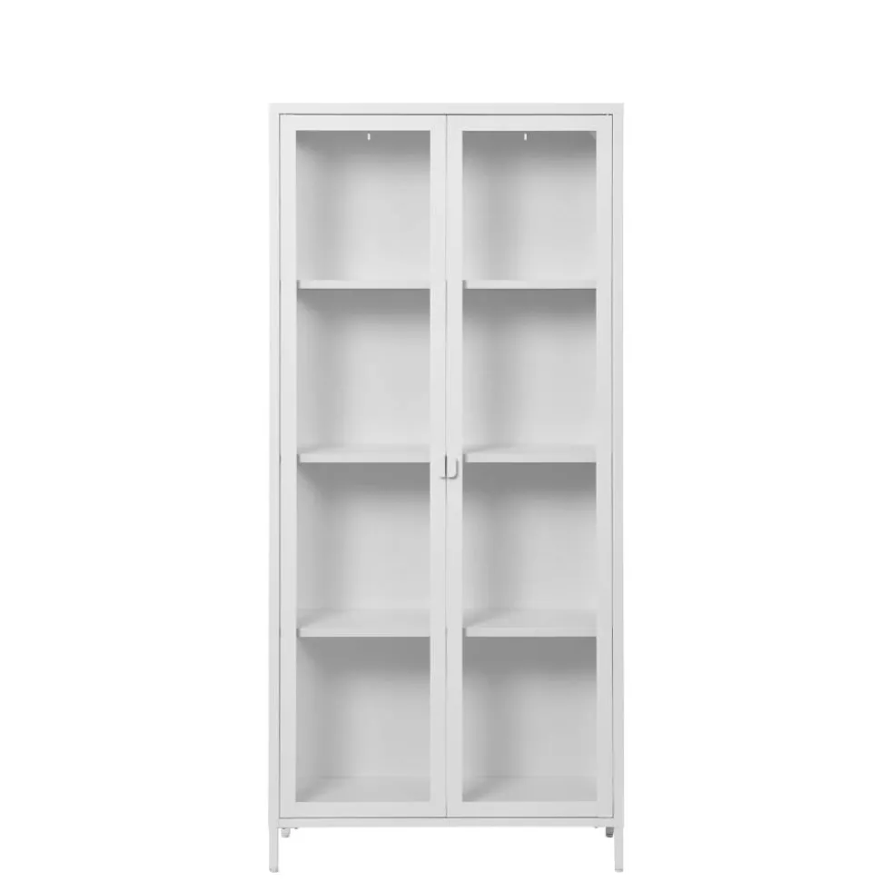 Hohe Vitrine aus Stahl in Weiß - Sancrez