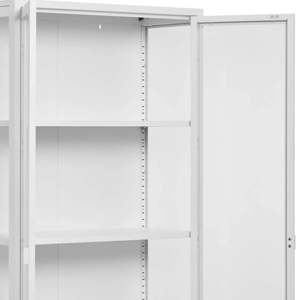 Hohe Vitrine aus Stahl in Weiß - Sancrez