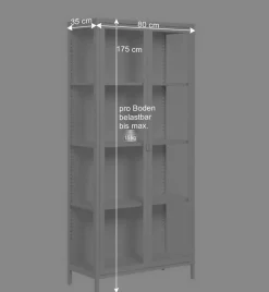 Hohe Vitrine aus Stahl in Weiß - Sancrez