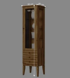 Hohe Vitrine Masdamos aus Wildeiche Massivholz