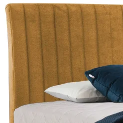 Hohes Boxspringbett in Senfgelb Velours - Ejulia