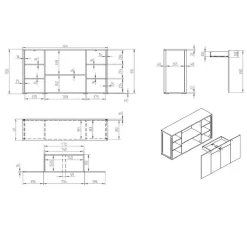 Hohes Sideboard in Grau & Anthrazit - Ridona