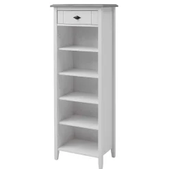 Holz Badregal mit Schublade in Weiß & Grau - Mirandesca