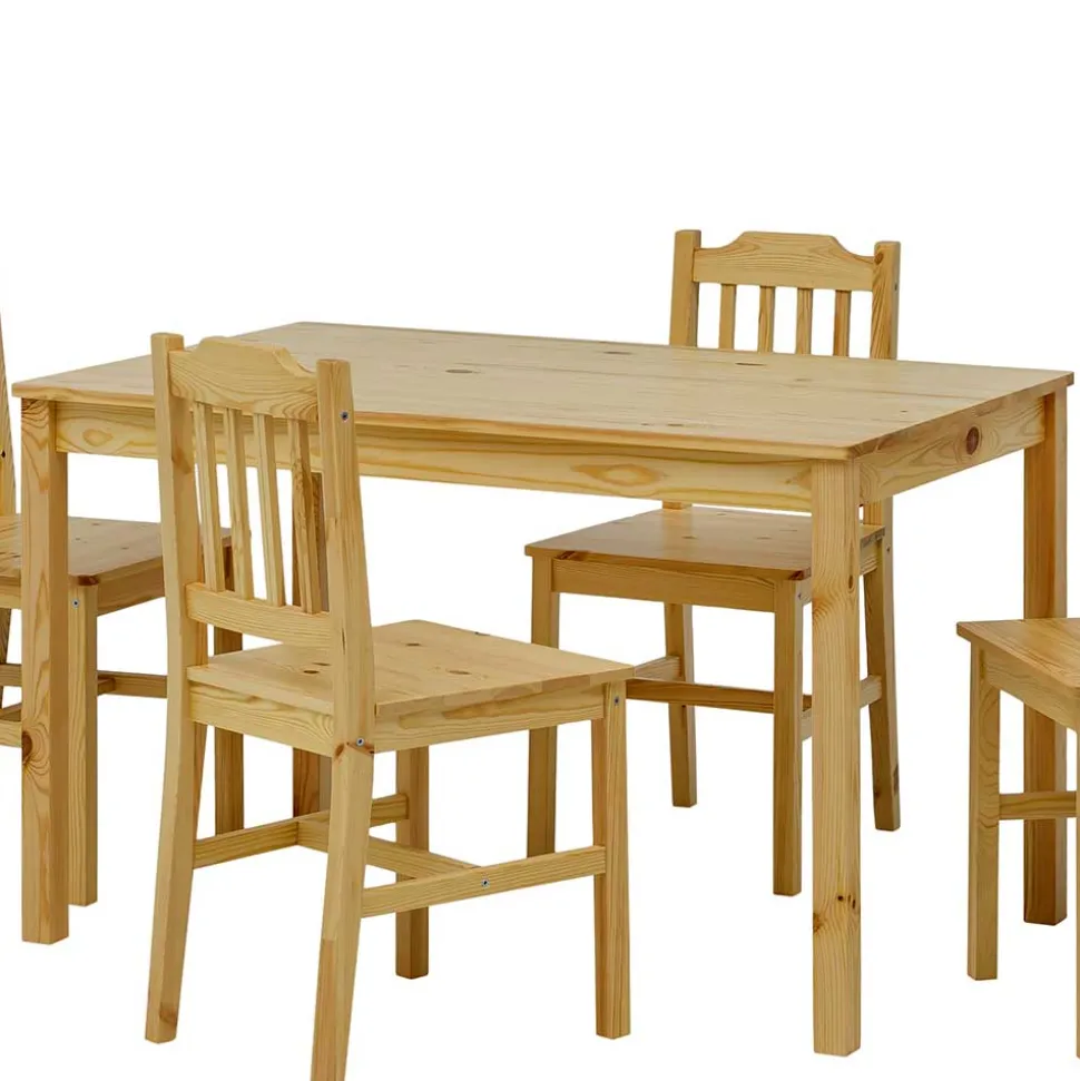 Holz Essgruppe mit vier Sitzplätzen - Sortho (fünfteilig)