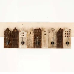 Holz Garderobe als Häuserzeile - Mectilda