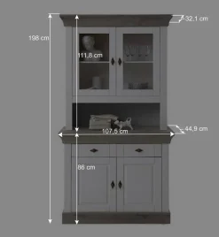 Holz Küchenbuffet Mirandesca in Weiß Grau