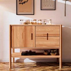 Holz Kommode mit Tür & 2 Schubladen & Fach - Indrya