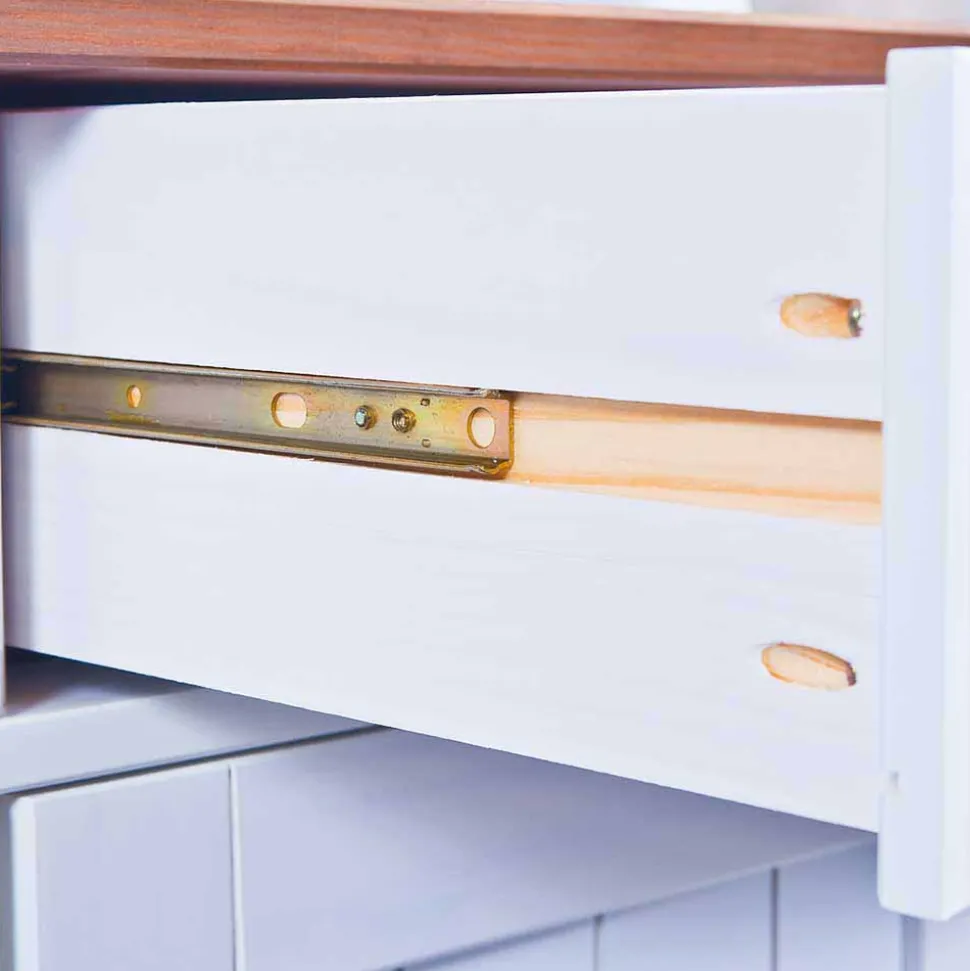 Holz Landhaus Büfett in Weiß Braun - Vatina