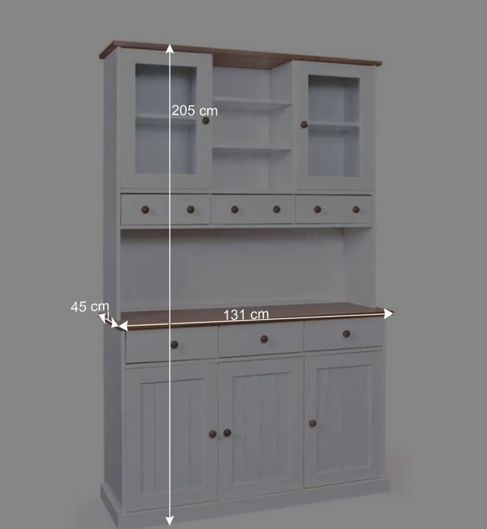 Holz Landhaus Büfett in Weiß Braun - Vatina