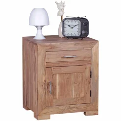 Holz Nachtschränkchen Vislan mit Schublade und Schrankfach