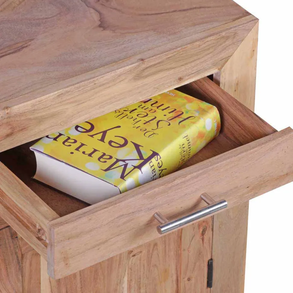 Holz Nachtschränkchen Vislan mit Schublade und Schrankfach