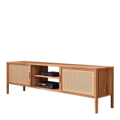 Holz TV Board mit Wiener Geflecht Türen - Indrya
