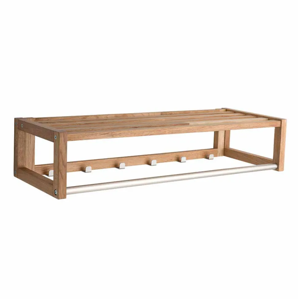 Holz Wand-Garderobe aus geölter Eiche - Helvana