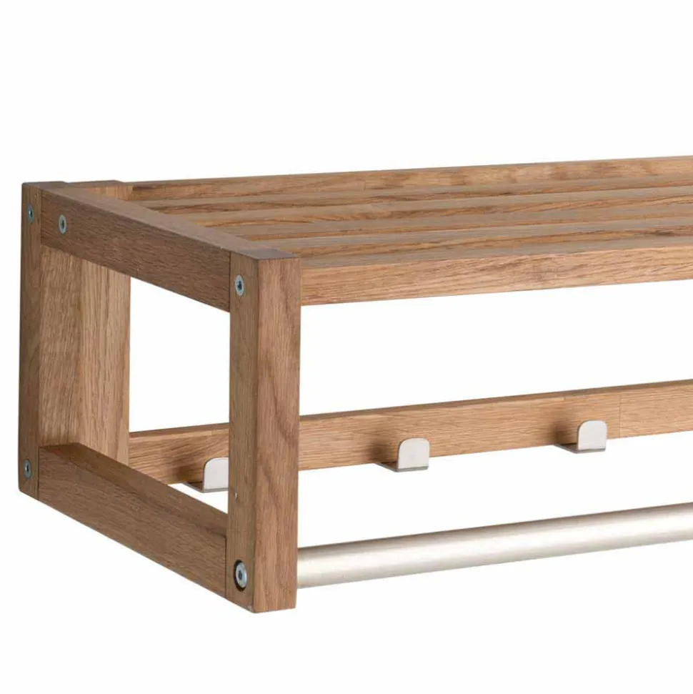 Holz Wand-Garderobe aus geölter Eiche - Helvana