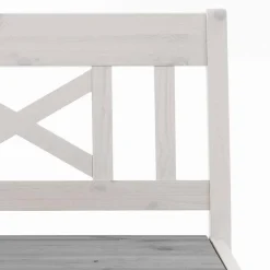 Holzbank Yoan in Weiß Grau massiv