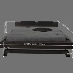 Holzbett Akazie Luvenico mit Kopfteil in Balken-Optik