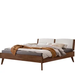 Holzbett in Nussbaum Braun mit Weiß - Bacaro