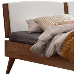 Holzbett in Nussbaum Braun mit Weiß - Bacaro