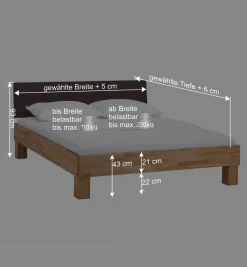 Holzbett massiv Wins mit Polster-Kopfteil Kunstleder Dunkelbraun