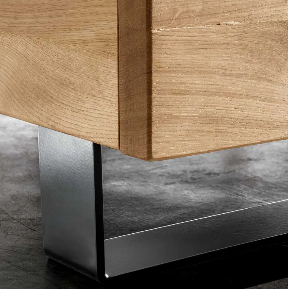 Holzbett mit Chenille Kopfteil & Nachttische - Nadescha (dreiteilig)