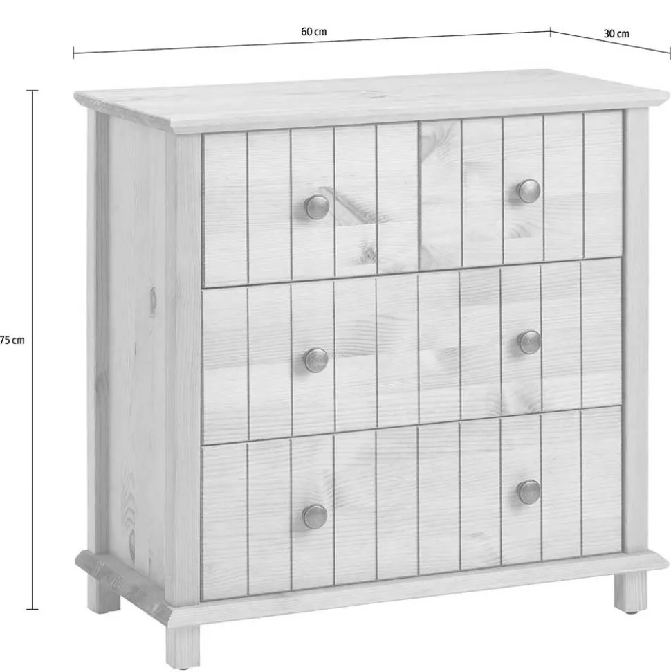 Holzkommode in Weiß gewachst - Cilao