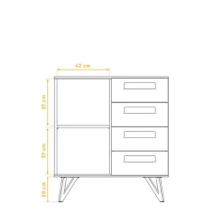 Holzkommode mit vier Schubladen & Tür - Mandirov