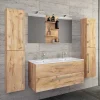 Holzlook Bad mit Doppel-Waschtisch - Ursela (vierteilig)